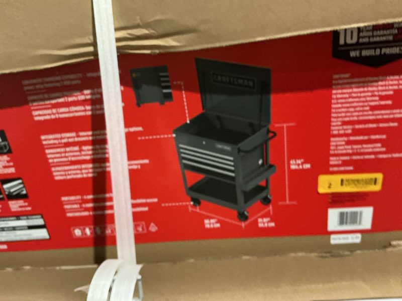 Condition photo showing As Is for craftsman 30 in. 4 drawer metal gray utility cart rolling tool cart 41.38 in. h x 22 in. d