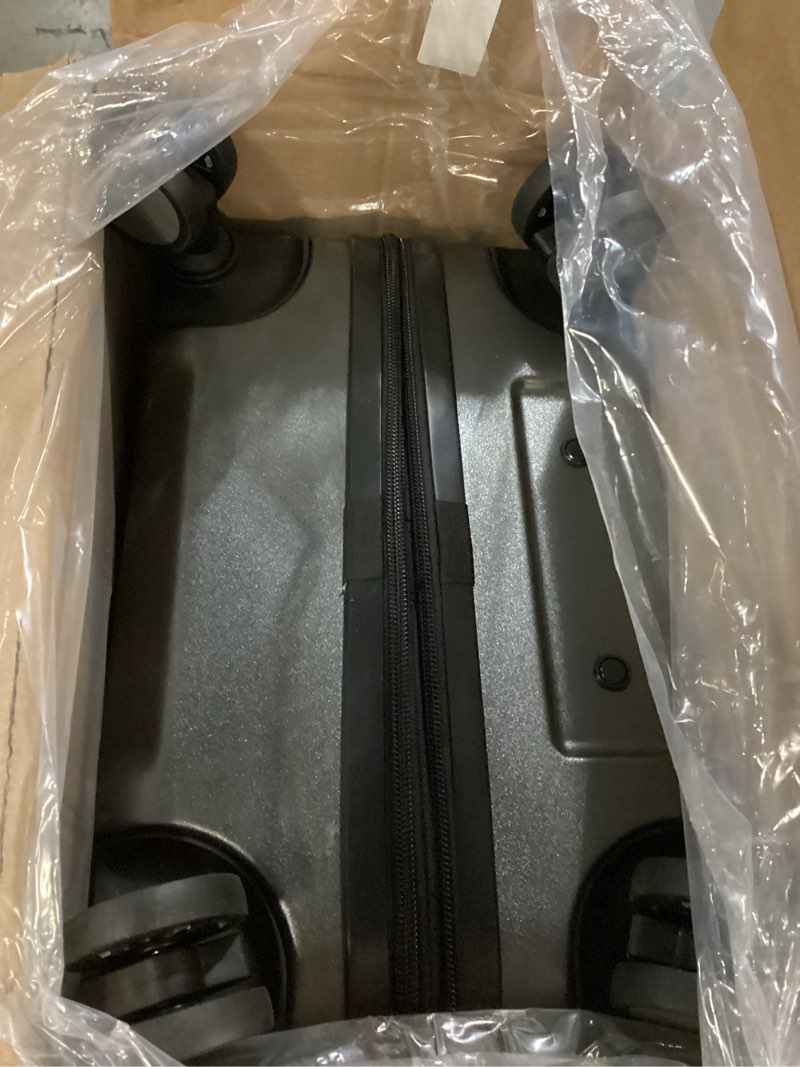 Condition photo showing As Is for KROSER Hardside Expandable Carry On Luggage with Spinner Wheels & Built-in TSA Lock, Durable Suitcase Rolling Luggage with USB Port, Carry-On 20-Inch Steel Grey