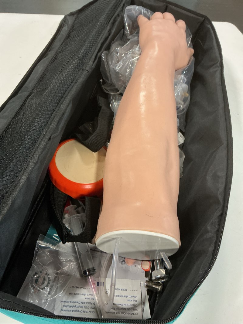 Condition photo showing As Is for Intravenous Practice Arm Kit with 30 Injection Spots for ID, IV Training, Phlebotomy Practice Kit for Nursing Student with Portable Case?Education Use Only?