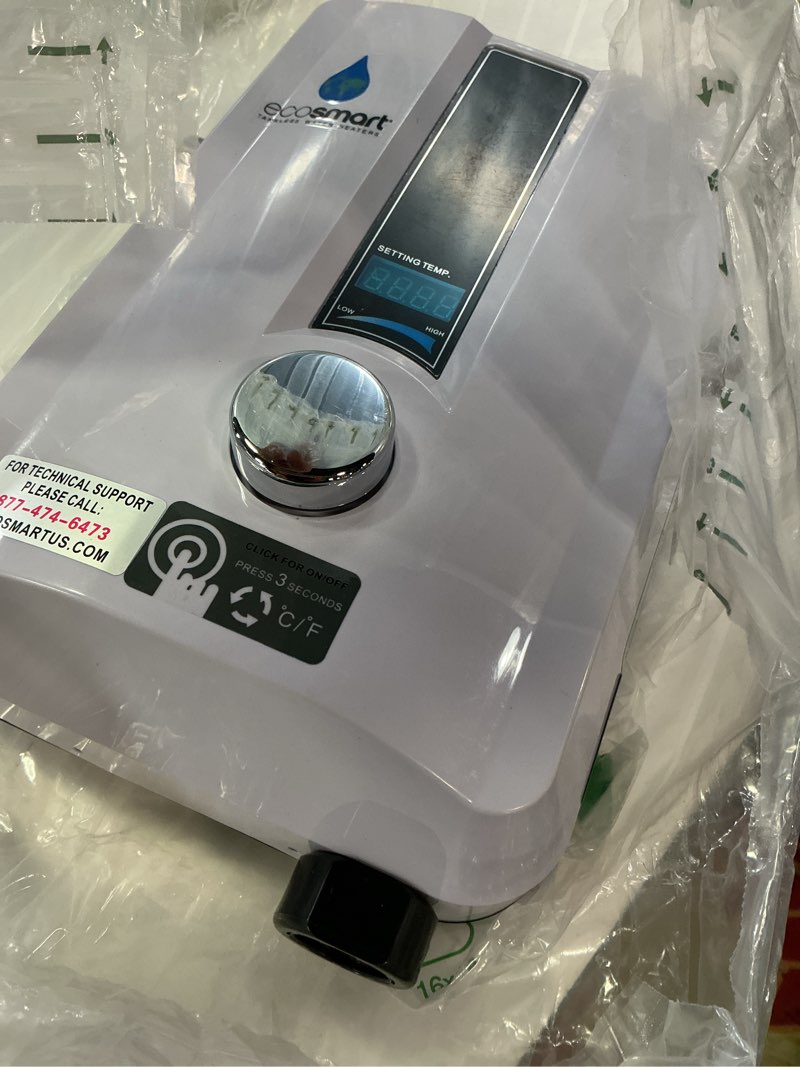 Condition photo showing As Is for EcoSmart ECO 11 Electric Tankless Water Heater, 13KW at 240 Volts with Patented Self Modulating Technology 12 x 8 x 4 Water Heater