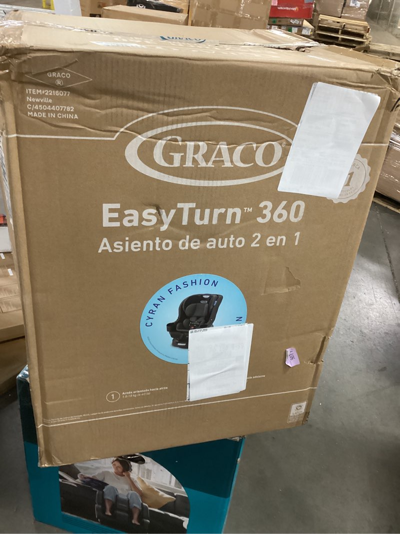 Condition photo showing New/Like New for Graco EasyTurn 360 2-in-1 Convertible Car Seat, 360 Degree Rotating Infant to Toddler Rotating Car Seat, 2 Modes Forward and Rear Facing, Slim Design, Cyran