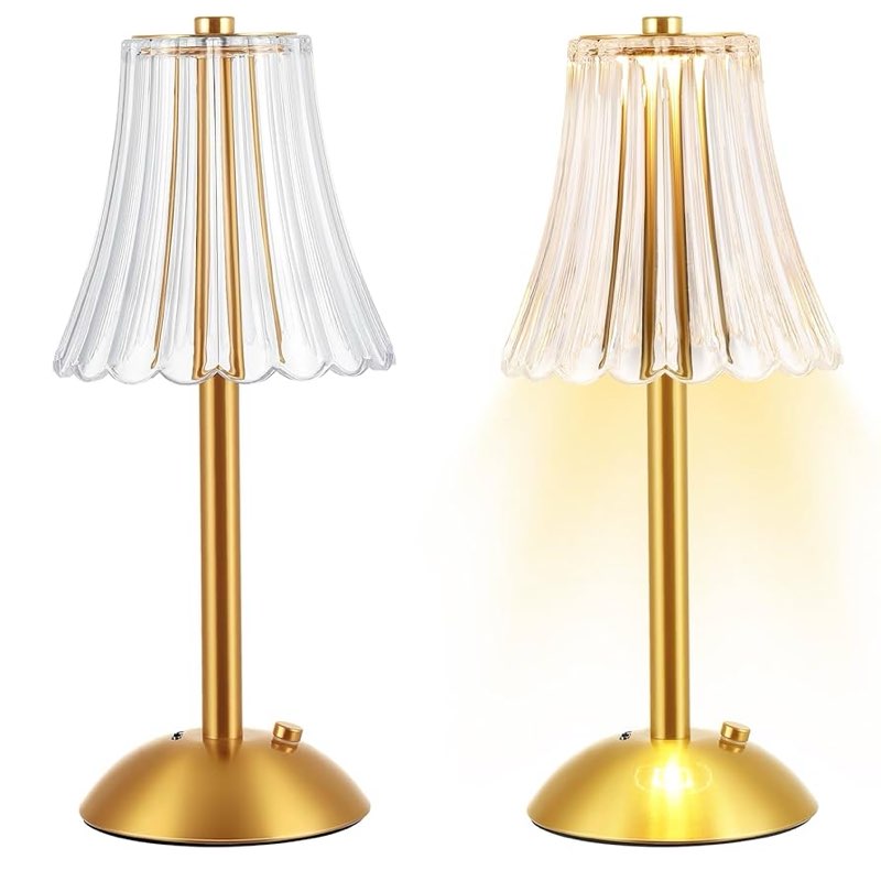 1 PCs LED Portable Cordless Gold Table Lamp Touch Usb charging Desk Lamp 3 Color Dimmable for Bedroom Living Room Dining (Rose Style)