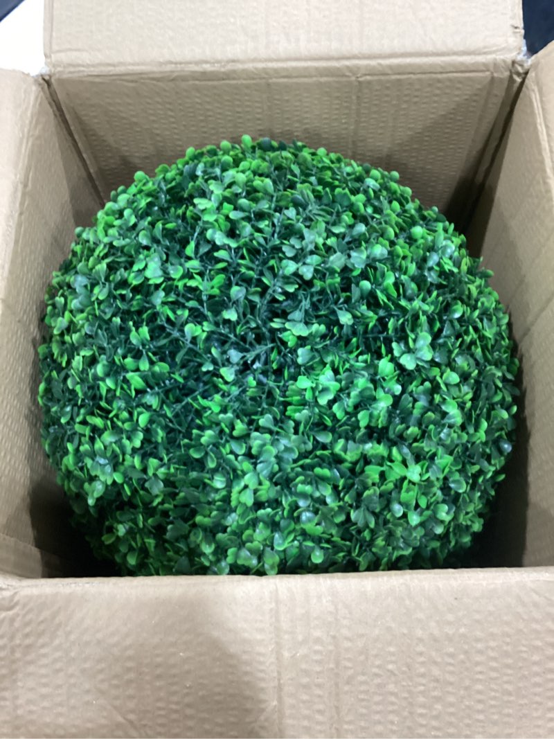 Condition photo showing Good Condition for sunnyglade 2 pcs 15.7 inch 4 layers artificial plant topiary ball faux boxwood decorative balls for backyard, balcony,garden, wedding and home décor (15.7 inch)