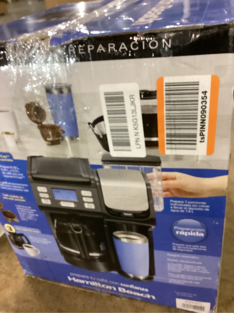 Condition photo showing As Is for Hamilton beach flexbrew trio coffee maker