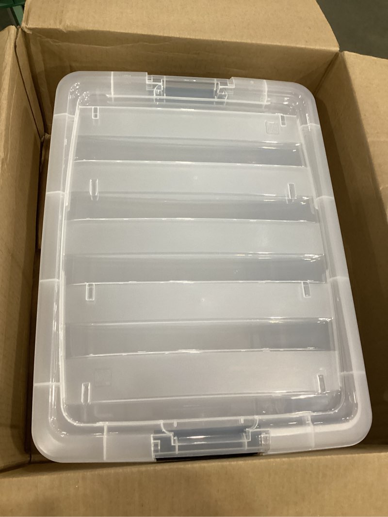 IRIS USA 27 Qt Stackable Plastic Storage Bins with Lids, 2 Pack - BPA-Free, Made in USA - Discreet O