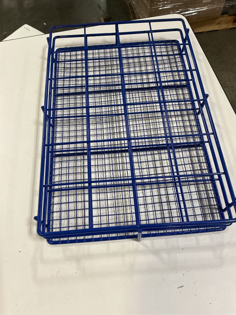 Condition photo showing Good Condition for urine sample collection storage rack 24 slots stainless steel wire mesh basket with powder coated support base specimen cups holder organizer for laboratory, medical and industrial