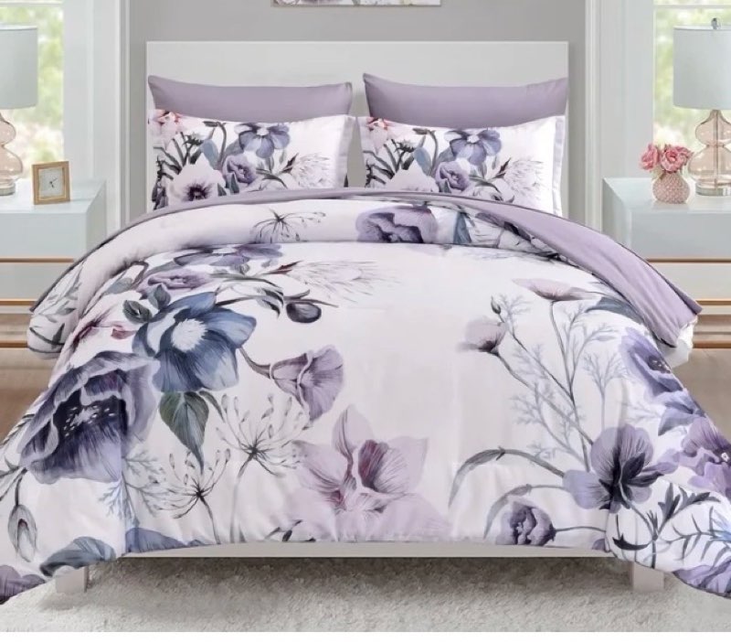 purple floral comforter set queen size 7 pieces bed in a bag comforter with sheet set 90"x90"