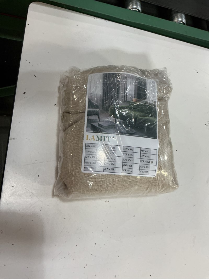 Condition photo showing Good Condition for lamit light filtering sheer linen curtains 102 inches long, linen textured semi sheer back tab and rod pocket natural boho drapes for living room/farmhouse, 2 panels, linen, 52 x 102 inch 52"w x 102"l (pack of 2) linen