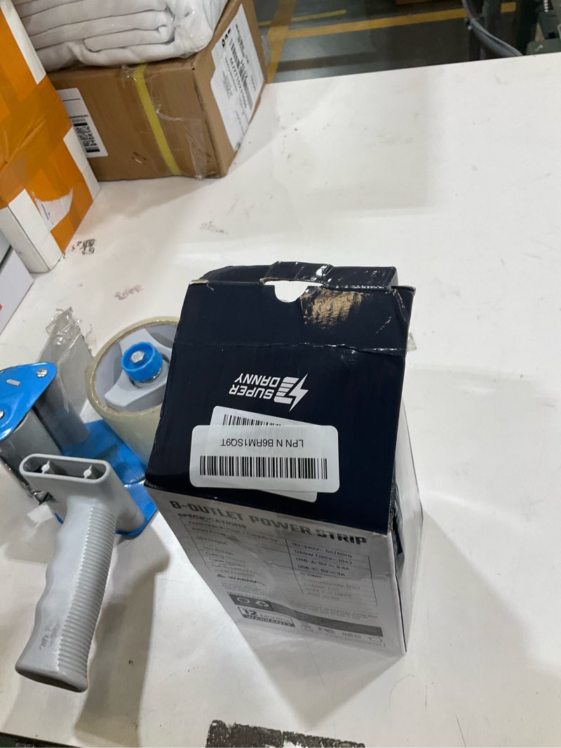 Condition photo showing As Is for 15Ft Extension Cord with Multiple Outlets, Flat Plug Power Strip Surge Protector with 15 Ft Long Cord, 8 Outlet 4 USB Ports (2 USB C), Desk Charging Station for Home Office, College Dorm Room 15FT Black