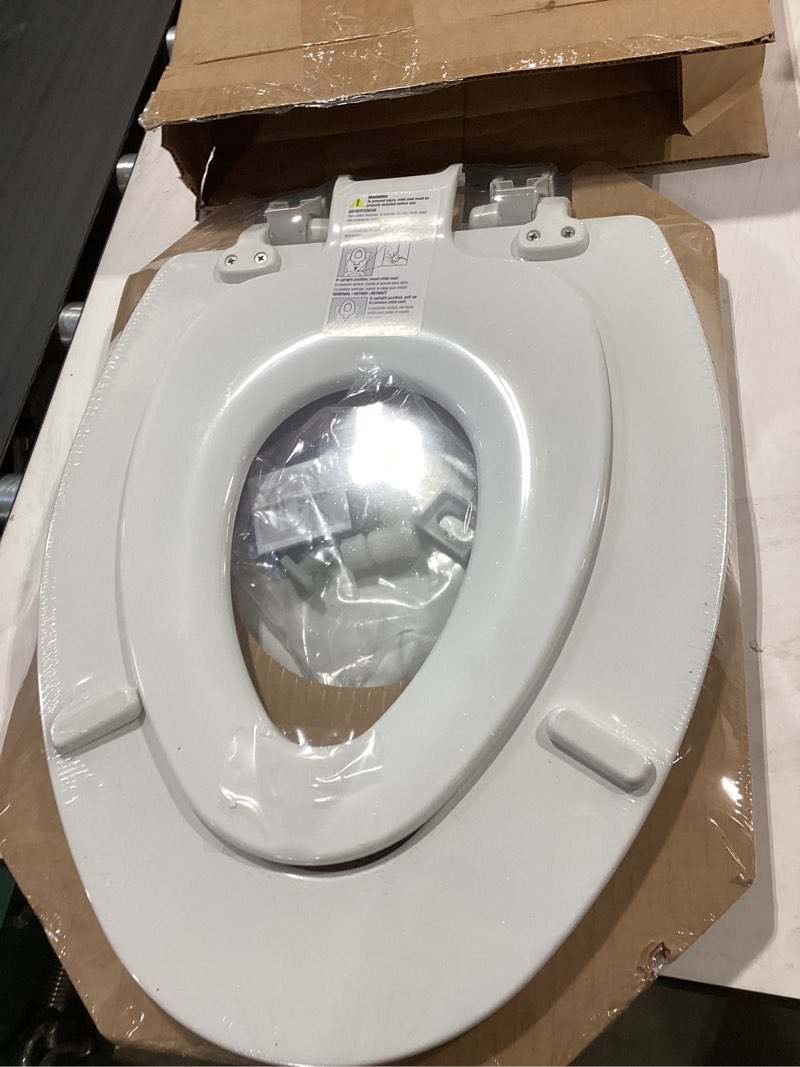Condition photo showing New/Like New for mayfair nextstep2 toilet seat with toddler potty training seat built-in, slow close, easy clean, magnetic removable kids seat, made in usa, elongated, white