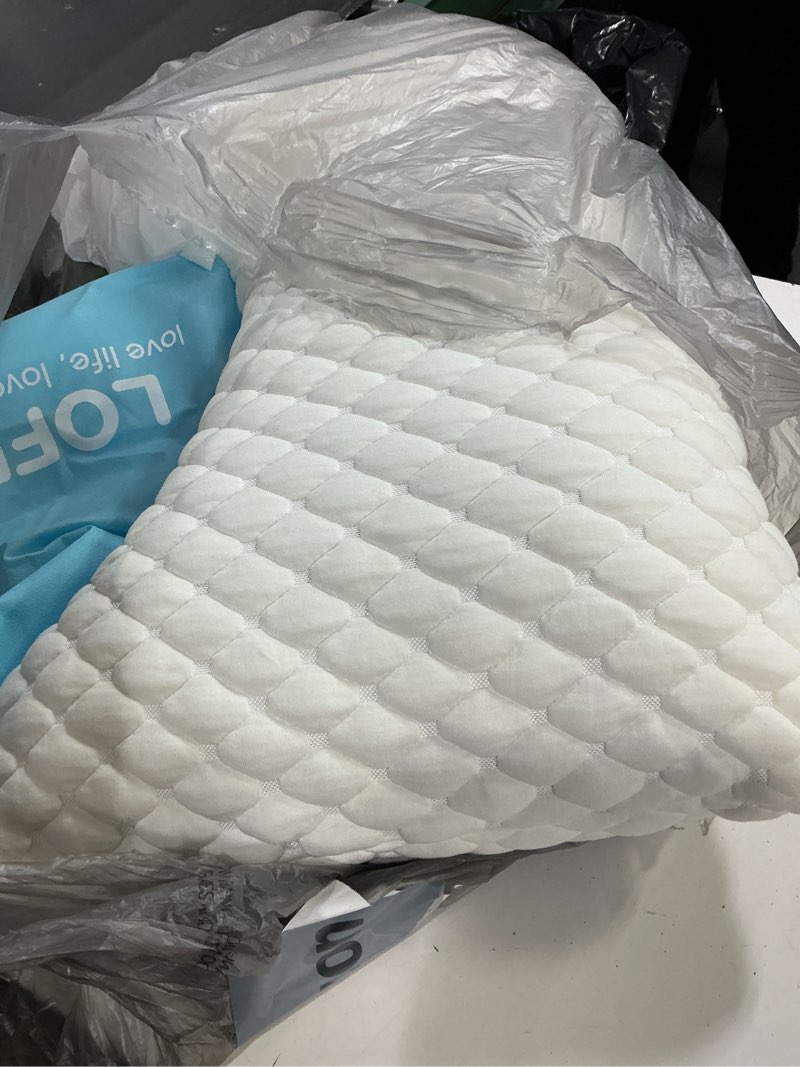 Condition photo showing Good Condition for lofe side sleeper pillows for adults - curved pillow with 3 compartments for neck pain relief, adjustable crescent pillow side sleeper with supportive certipur-us shredded memory foam, 19 * 29in white