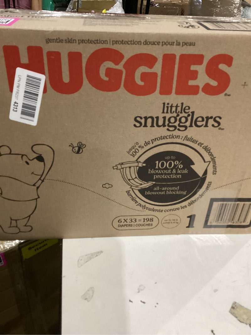 Condition photo showing New/Like New for huggies size 1 diapers, little snugglers diapers, size 1 (8-14 lbs), 198 count (6 packs of 33), packaging may vary size 1 198