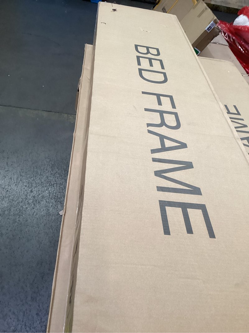 Condition photo showing New/Like New for LED King Size Bed Frame with 2 Storage Drawers, Upholstered King Bed Frame with Headboard and Charging Station, No Box Spring Needed, Easy to Assembly-Light Grey Light Grey King (U.S. Standard)