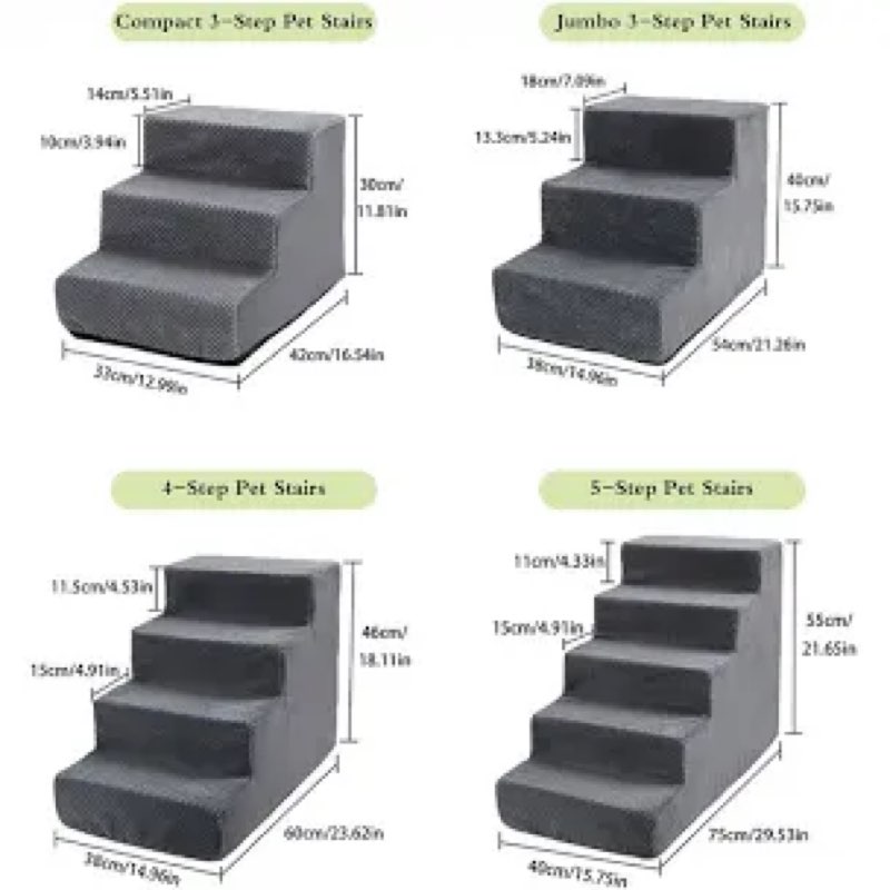 dog stairs with storage, foldable dog steps for bed, non-slip pet steps for small dogs, collapsible sturdy pet ramp for small or large dogs, hold up to 200 lbs (28.5x17x16.5 inch, grey, 3) grey 3 28.5x17x16.5 inch