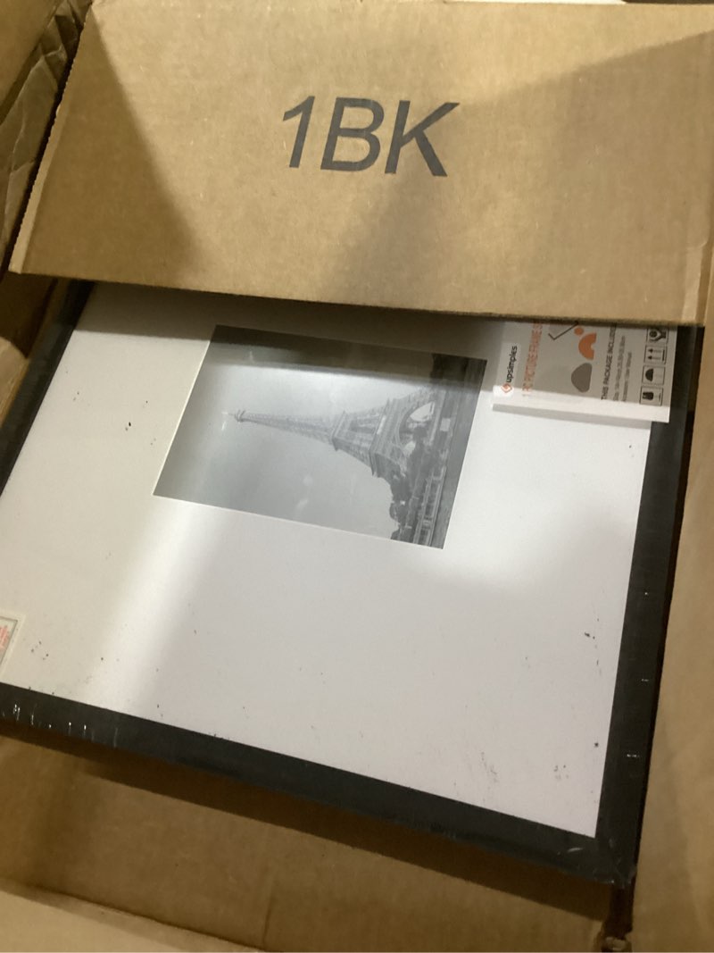 Condition photo showing Good Condition for upsimples 14x14 picture frame, display pictures 5x7 with mat or 14x14 without mat,wall hanging square frames, black, 1 pack black 14x14