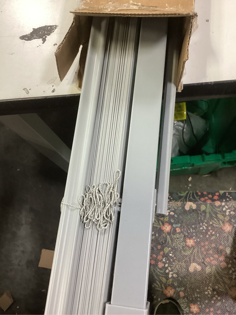 Condition photo showing Good Condition for lazblinds no tools no drill 1" vinyl mini blinds, cordless blinds for windows, light filtering horizontal window blinds & shades, 36" w x 48" h, grey cordless-grey 36" w x 48" h