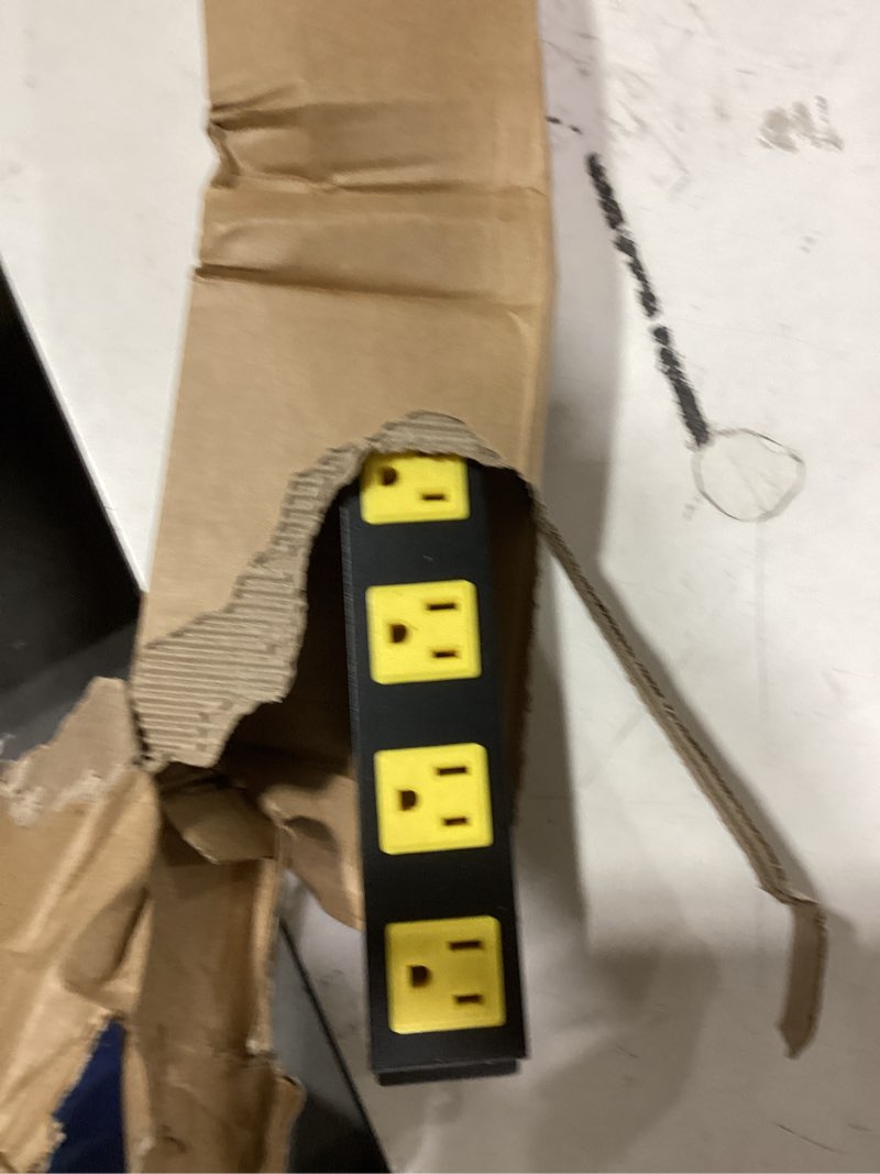 Condition photo showing Good Condition for 12 Outlet Long Power Strip, 2100 Joules Surge Protector, 6FT Power Cord, Wide Spaced Outlet Power Bar, Overload Protection Switch, Industrial Heavy Duty for Work Bench, Shop, Garage… 12 outlet 6 FT