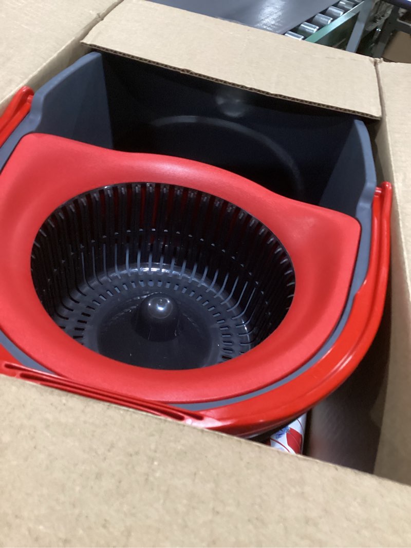 Condition photo showing As Is for O-Cedar EasyWring Microfiber Spin Mop, Bucket Floor Cleaning System, Red, Gray, Standard