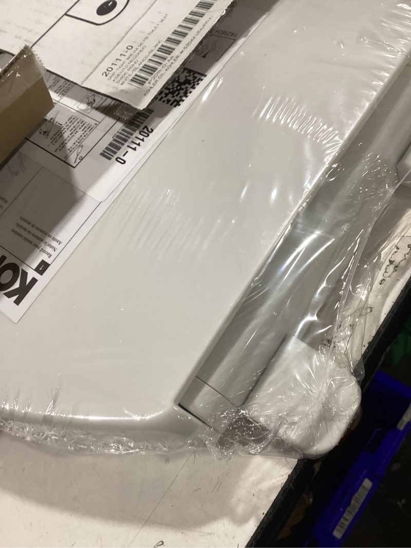 Condition photo showing New/Like New for KOHLER 20111-0 Brevia, Slow Close Toilet Seat, Round Toilet Seat, Grip-Tight Bumpers Quick-Attach Hardware, White