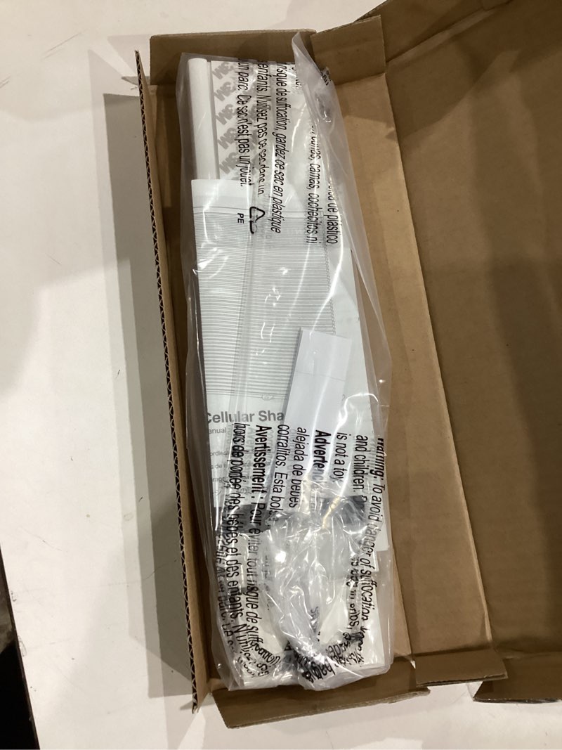 Condition photo showing Good Condition for lazblinds cordless cellular shades for french doors, no drill french door blinds for privacy, light filtering honeycomb shades for front door patio sliding glass door, 1 pack, 12" w x 40" h, white white-light filtering 12"w x 40"h