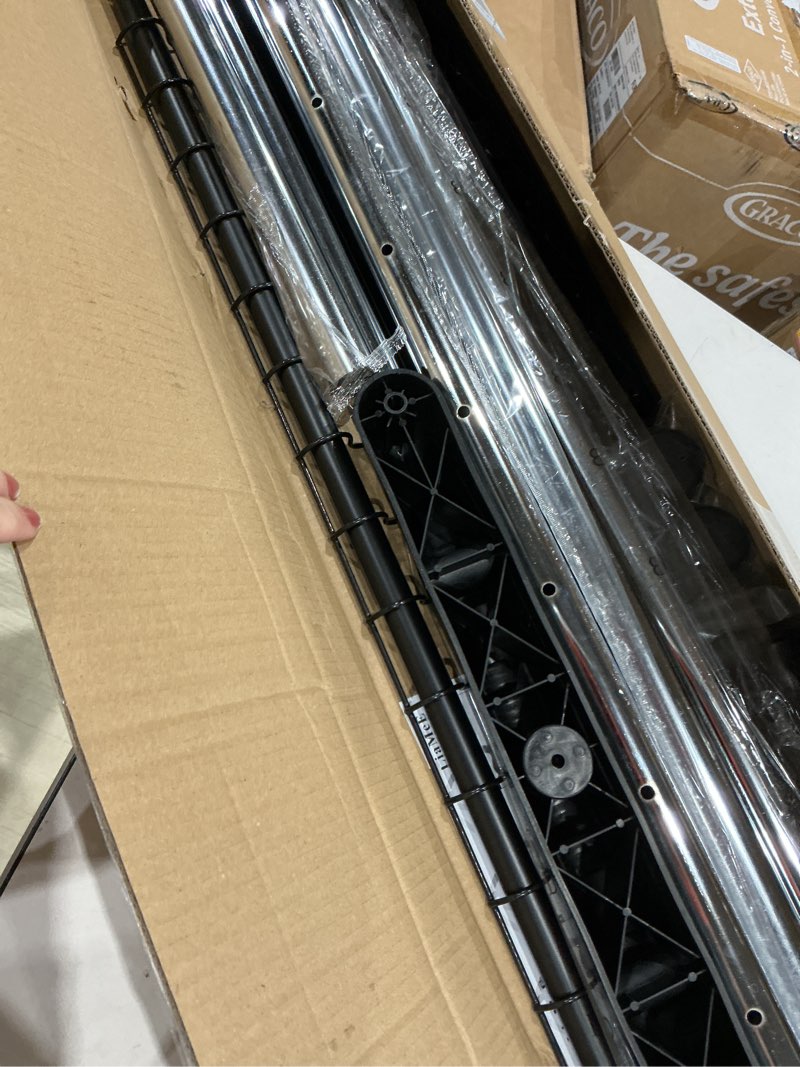 Condition photo showing Good Condition for liamee adjustable clothing rack for hanging clothes, heavy duty garment rack with wheels?free standing rolling clothes rack with shelf & grid, easy assembly standard rod, black & chrome