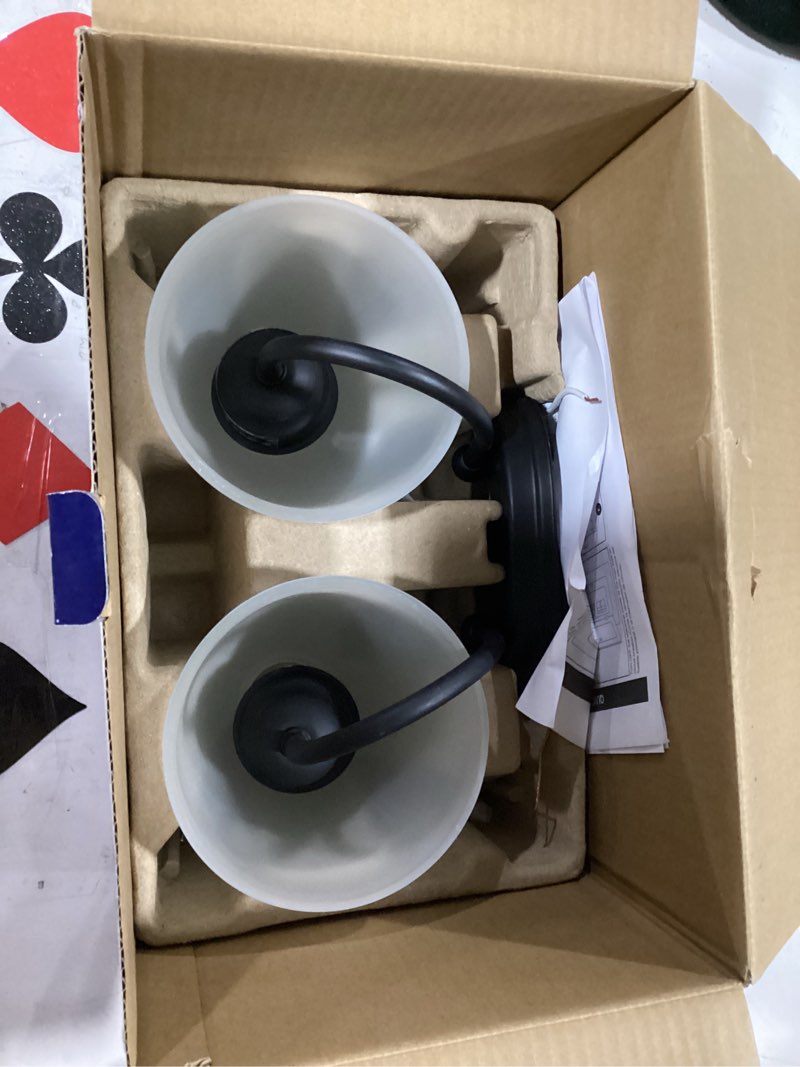 Condition photo showing Good Condition for  Project Source Wynfield 12.32-in 2 Light Matte Black Traditional Bathroom Vanity light