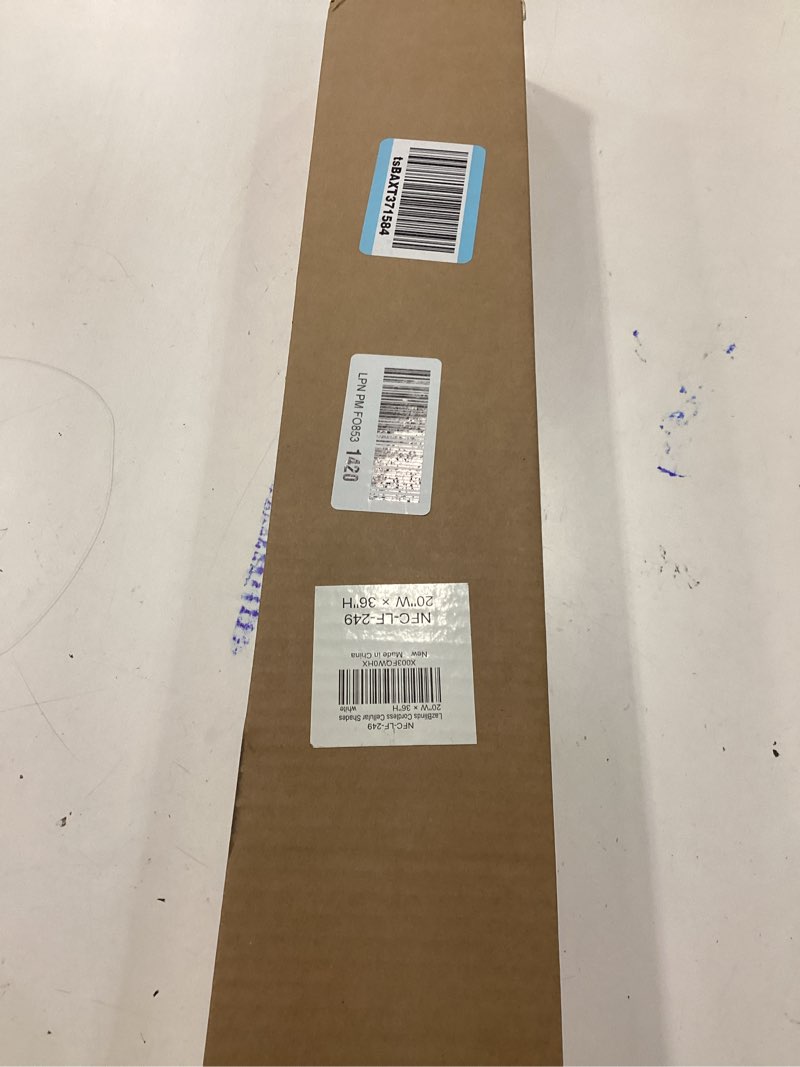 Condition photo showing New/Like New for lazblinds cordless cellular shades, no tools no drill light filtering honeycomb shades pleated blinds for windows, 20'' w x 36'' h, white light filtering-white 20'' w x 36'' h