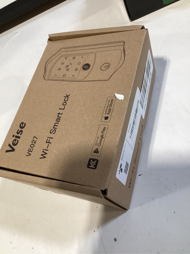 Condition photo showing New/Like New for veise ve027 built-in wi-fi smart lock, fingerprint keyless entry front door lock, app remote & voice control, no hub needed, touchscreen keypad deadbolt, ip65 waterproof, bhma grade 3, matte black