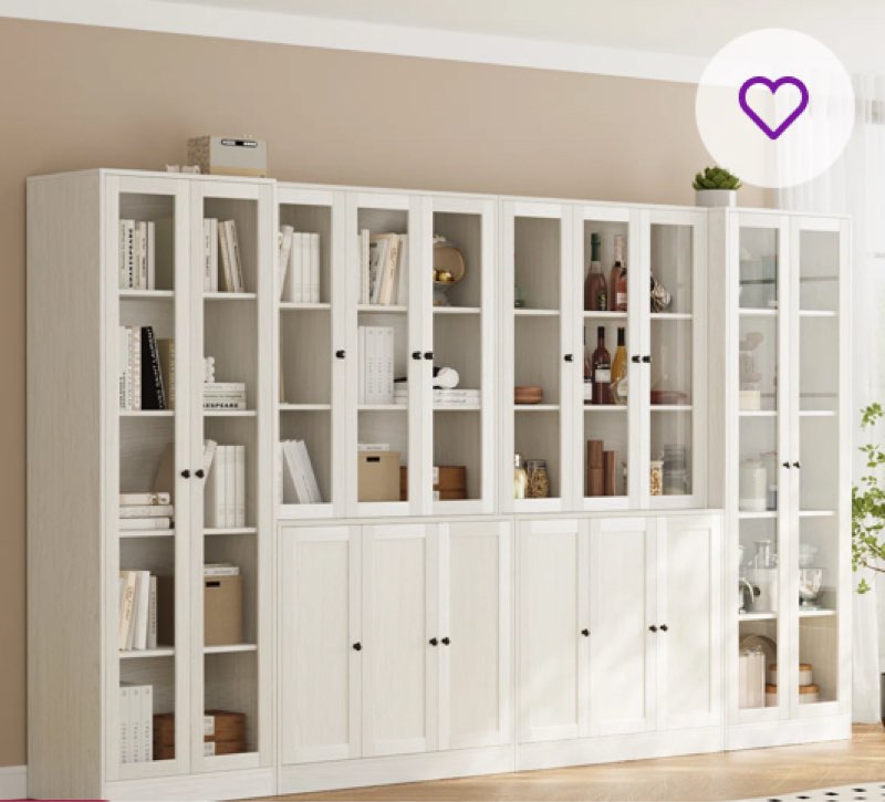 White Book Cabinet Storage Bookcase, 5-Tier Modern Bookshelves With 3 Large Drawer And Glass Door(2C+2D) (incomplete, 1 box only)