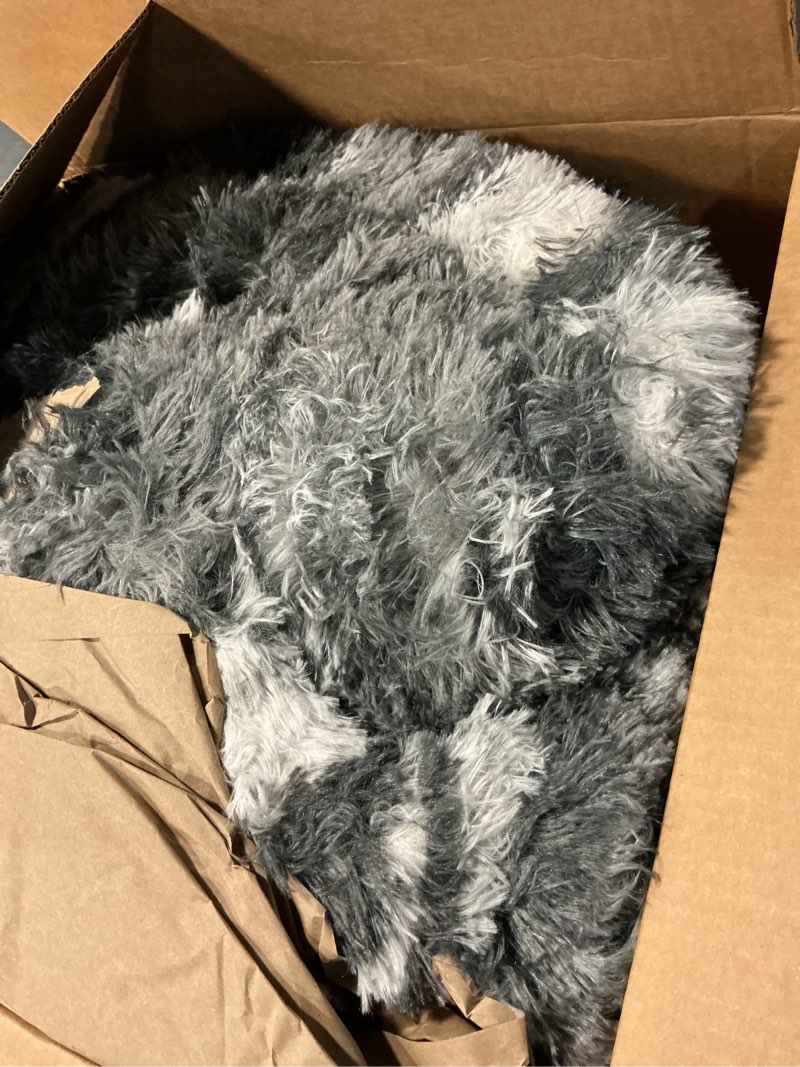 Condition photo showing Good Condition for shag rugs for living room 8x10, ultra soft abstract grey big fuzzy rugs for bedroom, 8 x 10 fluffy shaggy plush carpet girls kids room dorm upgrade non-slip 8' x 10' (rectangular) abstract grey