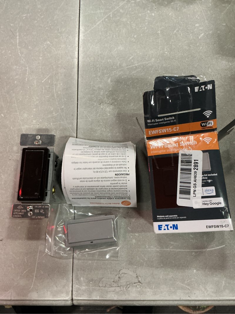 Condition photo showing Good Condition for eaton wi-fi smart home switch works with hey google and alexa, color change kit (brown/black/gray)