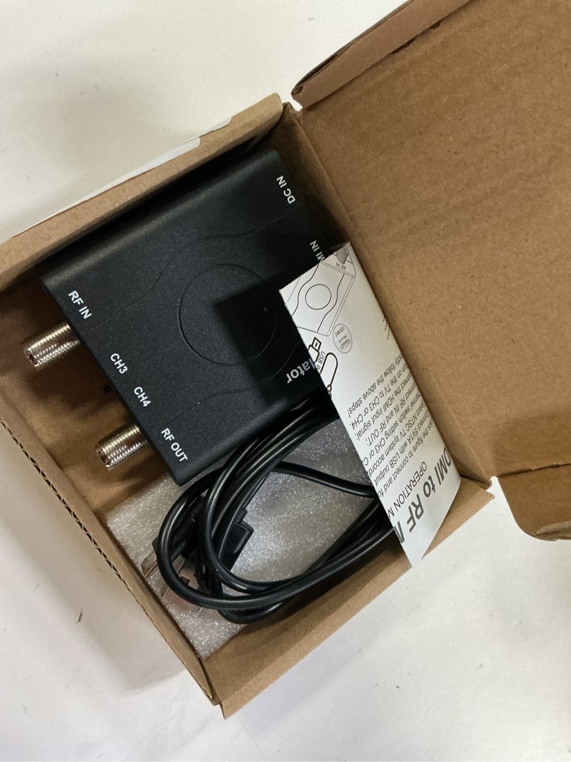 Condition photo showing Good Condition for hdm61 hdmi to coax adapter, 1080p hdmi to rf converter with ntsc format output ch3/ch4 plug and play rf modulator for tv antenna signal