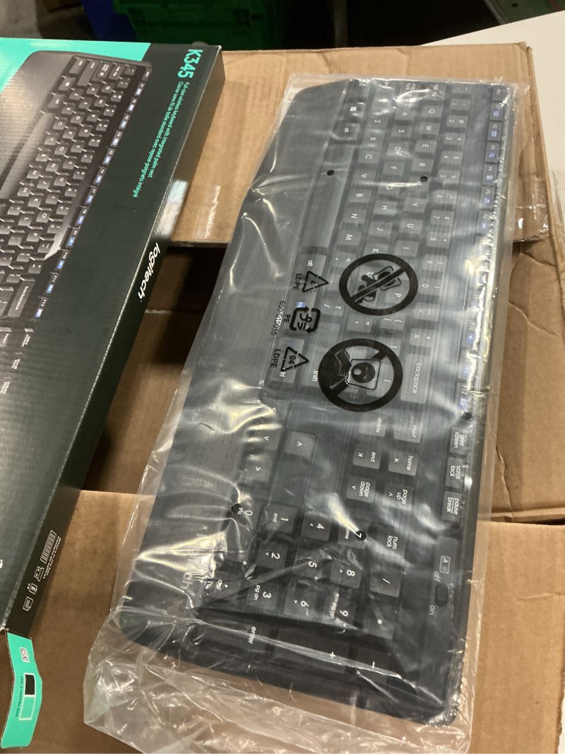 Condition photo showing New/Like New for logitech k345 wireless keyboard - full-sized keyboard with palm rest, 2.4 ghz wireless usb receiver - for pc, laptop keyboard 1 pack