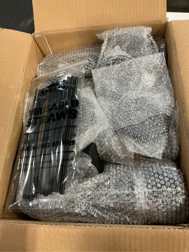 Condition photo showing Good Condition for STRATA CUPS Classsic Black Tumblers with Lids (12 pack) - 16oz Colored Acrylic Cups with Lids and Straws | Double Wall Matte Plastic Bulk Tumblers With FREE Straw Cleaner! Customizable DIY Gifts 16oz (Pack of 12)