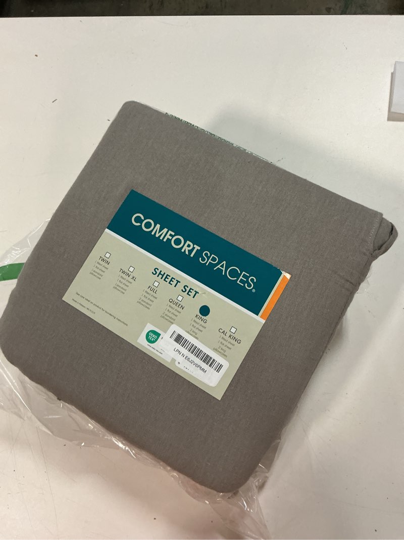 Condition photo showing New/Like New for comfort spaces cotton flannel sheets king size, ultra soft flannel sheet set with 14" elastic pocket , breathable warm flannel bedding, grey solid 4 piece king solid grey