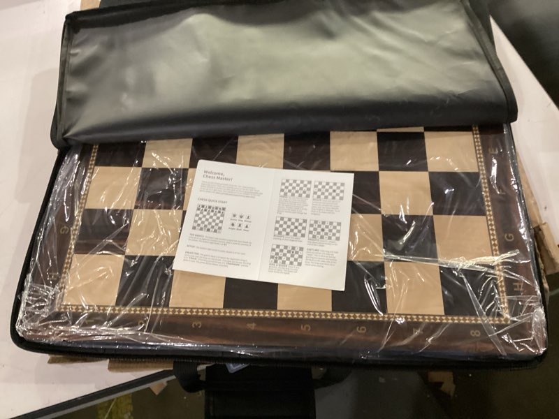 Condition photo showing Good Condition for peradix wooden chess board large 21.25" professional tournament chessboards no pieces, 2.2" squares, deluxe chess carrying bag, family board game for kids and adults, gift packages, board only 21.25"/48cm, 2.2"/5.6cm - no notation maple & ebony