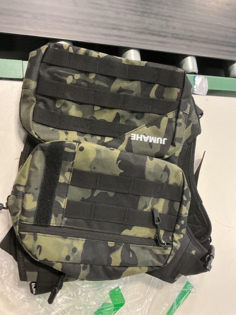Condition photo showing New/Like New for jumahe  dog camo saddle backpack for medium and large dogs | waterproof dog backpack harness with 2 side pockets lightweight nylon detachable dog backpack for hiking travel camping