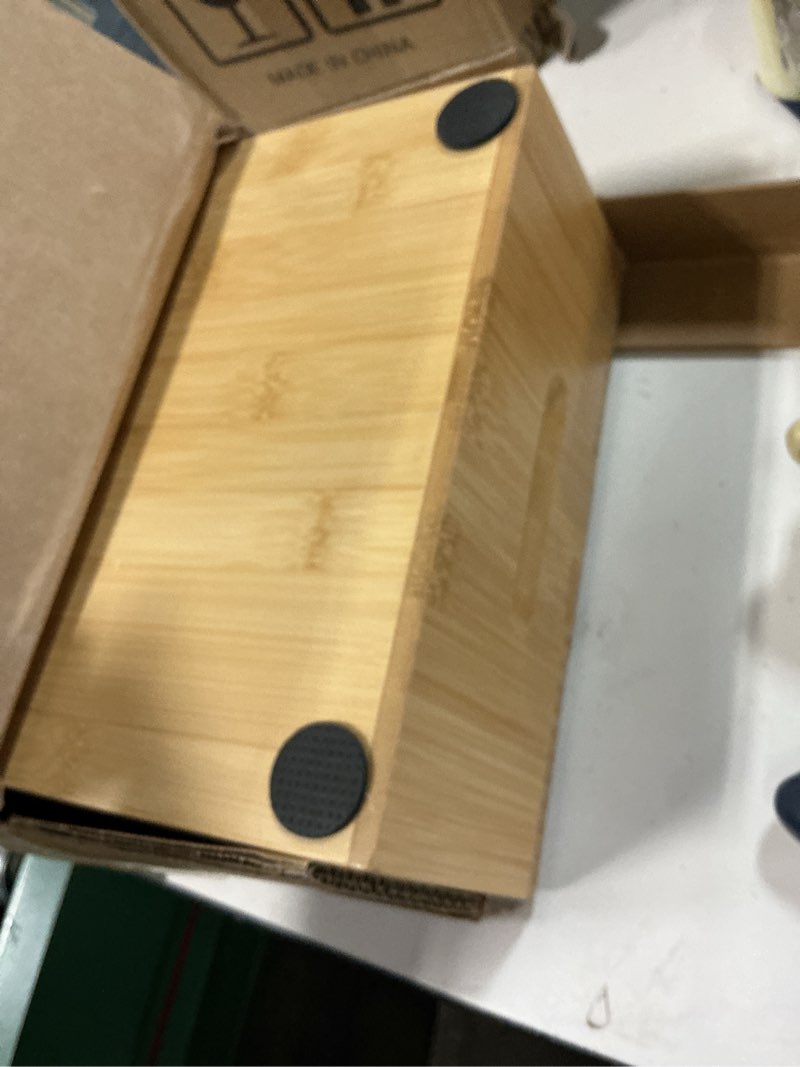 Condition photo showing Good Condition for bamboo bread slicer guide: bread cutter for homemade bread loaf - adjustable and foldable with crumb tray