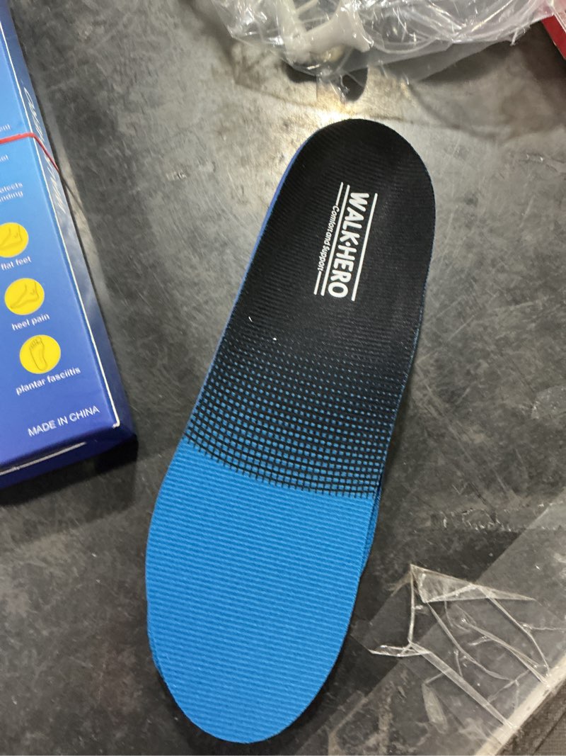 Condition photo showing As Is for plantar fasciitis insoles for men women - orthotics inserts, shoe insoles arch support flat feet inserts work boot insole (mens 10-10 1/2 | womens 12-12 1/2) blue mens 10 - 10 1/2 | womens 12 - 12 1/2