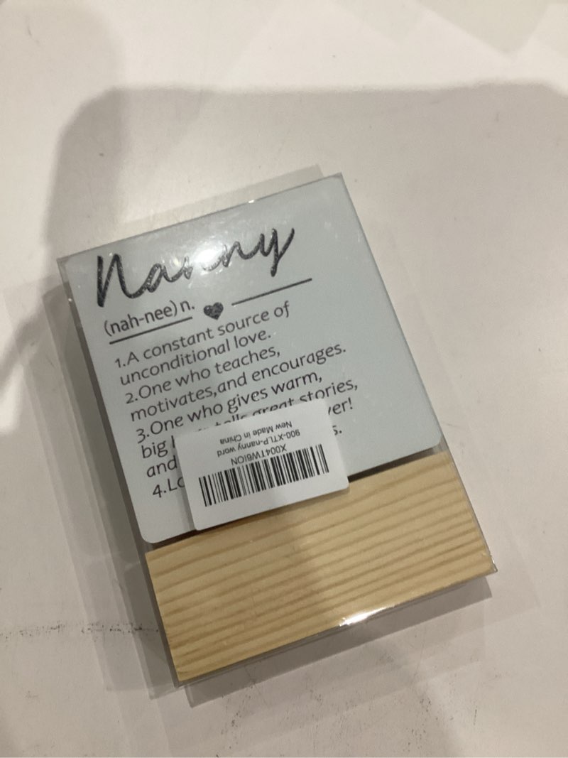 Condition photo showing New/Like New for Nanny Gifts Desk Decor, Mothers Day Christmas Gifts for Nana Gigi Mimi, Nannie Gifts for Nanny from Grandkids Wood Plaque, NannyDefinition Wooden Plaque Sign with Wood Stand for Home Office