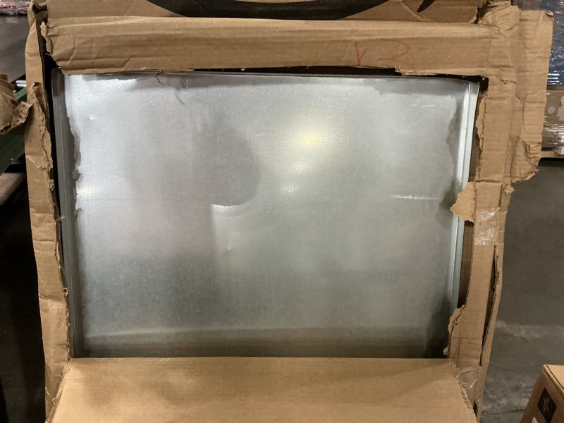 Condition photo showing As Is for 23.5\" x 17.5\" Metal Replacement Dog Crate Pan Chew Proof Crack Proof Pet Kennel Tray Central Dog Training Crate Pan Pet Supplies, Galvanized, 1\" H (similar no same)