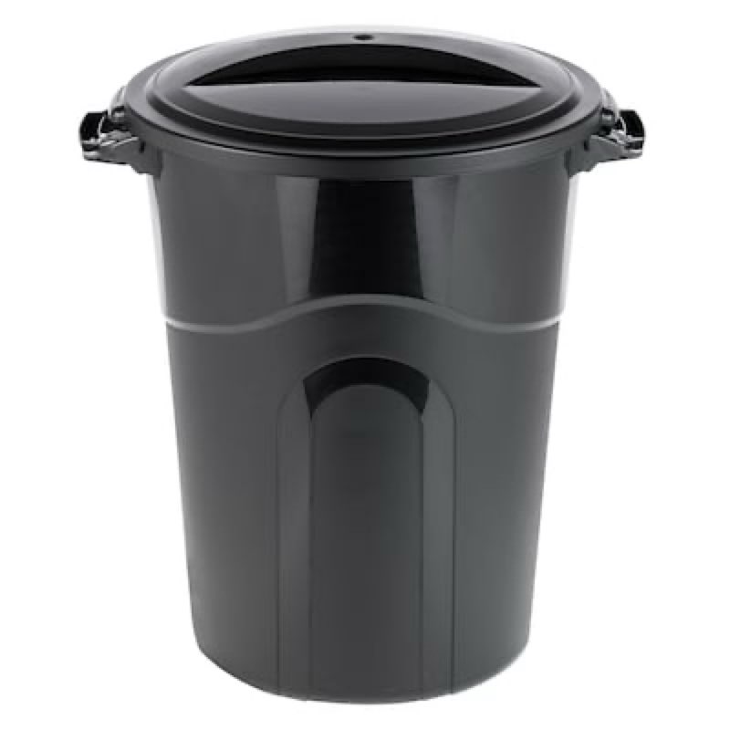 Project Source 32 Gallon Black Plastic Detached Lid Trash Can