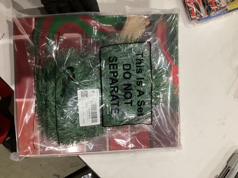 Condition photo showing New/Like New for TaoBary Christmas Cardboard Fireplace 35.4 x 38.6 Inch Red Brick Bulletin Board Decoration Christmas Holiday Hearth Bulletin Board with 16.4 ft PVC Artificial Garland for Christmas Home Decor