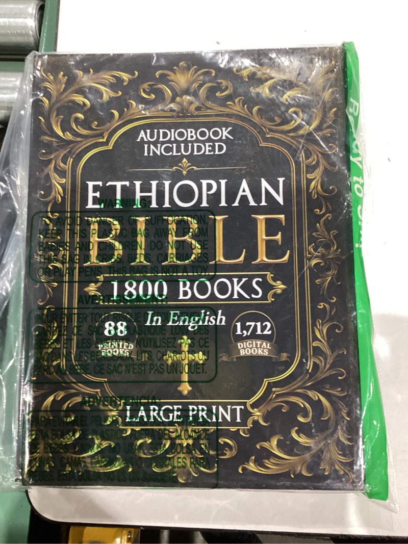 Condition photo showing New/Like New for The Complete Restored Ethiopian Bible in English - LARGE PRINT: 88 Books of Ancient Scriptures, Sacred Apocrypha, and Ethiopian Liturgical Heritage with Exclusive Digital Bonuses (Annotated)collection gathers 88 printed books and over 1, 712 additional digital scriptures