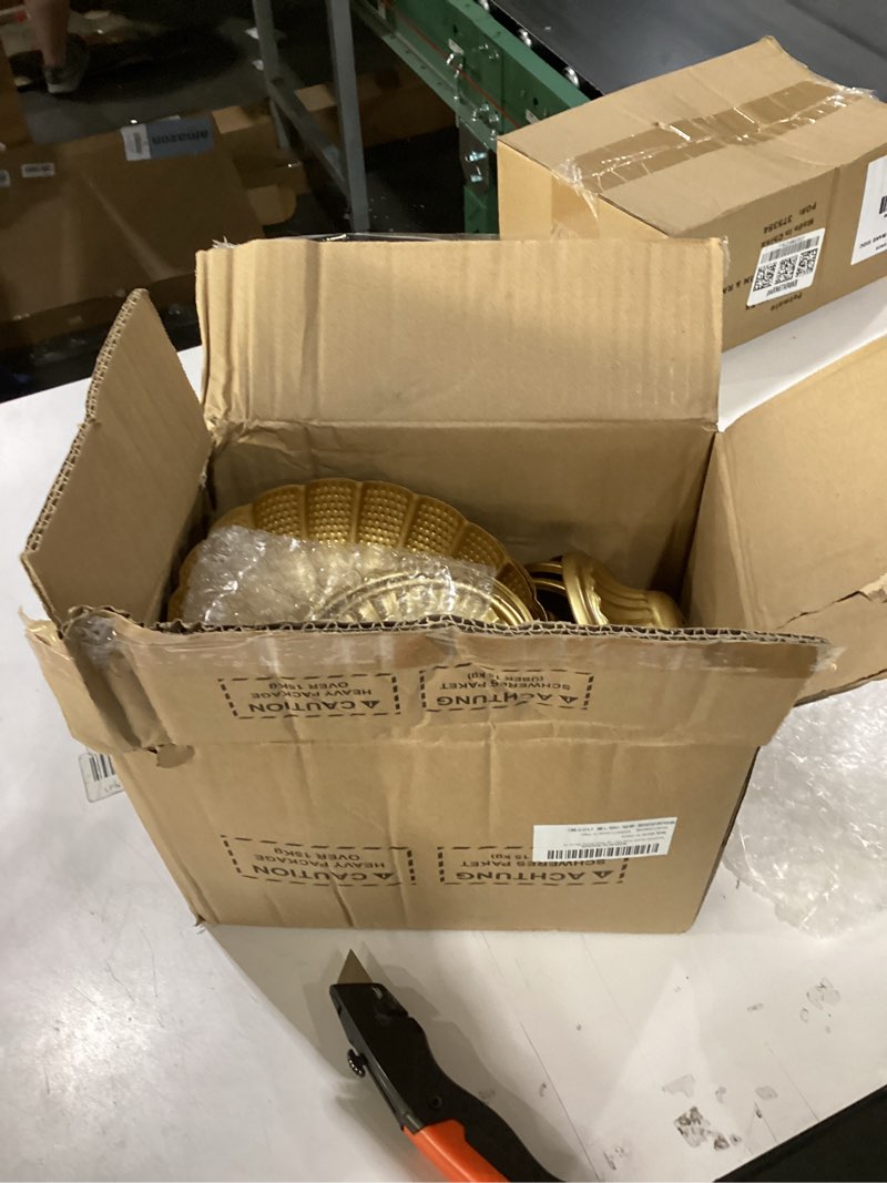 Condition photo showing New/Like New for NUPTIO Small Gold Vases for Centerpieces: Brass Compote Vases for Flowers - Metal Pedestal Bowl Deco