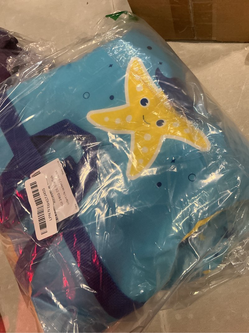 Condition photo showing Good Condition for dark lightning uscg approved infant life jacket 0-30 lbs, toddler swim vest and baby life vest for 1-3 years, 20-30 lbs, headrest, leg strap and grab handle infant vest (0-30lbs) - starfish