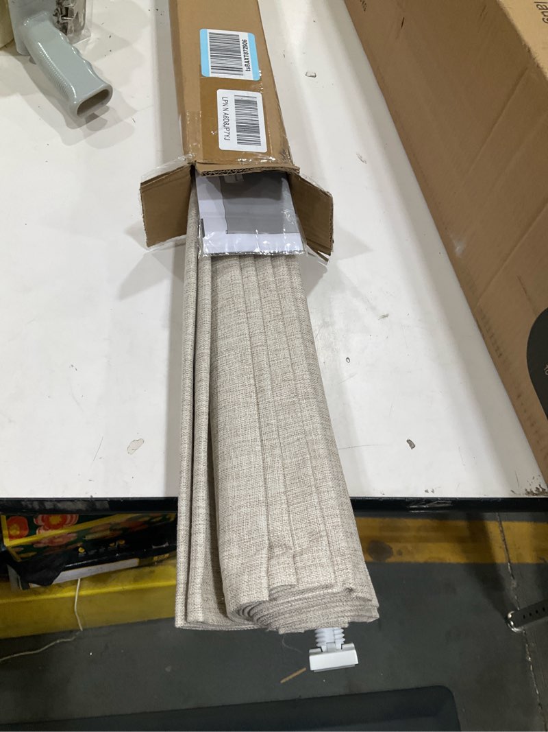 Condition photo showing Good Condition for lazblinds no tools no drill cordless roman shades for windows, blackout thermal insulated uv blocking window blinds, room darkening fabric blinds for indoor windows, 35'' w x 64'' h, beige blackout - beige 35" w × 64" h