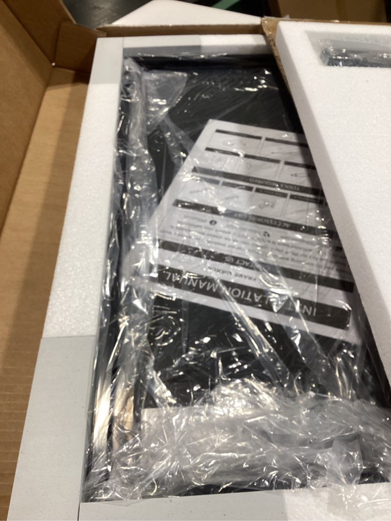 Condition photo showing Good Condition for tetote black frame mirror 16 x 24 inch beveled frame vanity mirror, tempered glass, shatterproof, for modern bedroom, entryway, living room 24"l x 16"w matte black