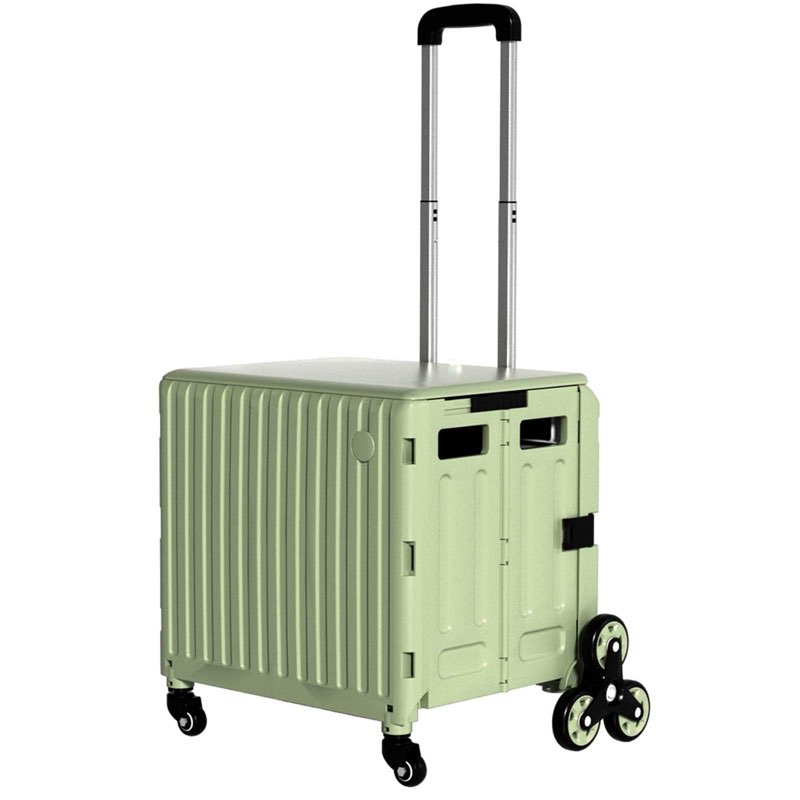 Stair Climbing Cart with Wheels: Collapsible Rolling Cart for Teachers School Supplies Books Art Projects Grocery Trade Shows & Stairs Foldable Utility Organizer with Lid Crate Basket Shelves Gray Large