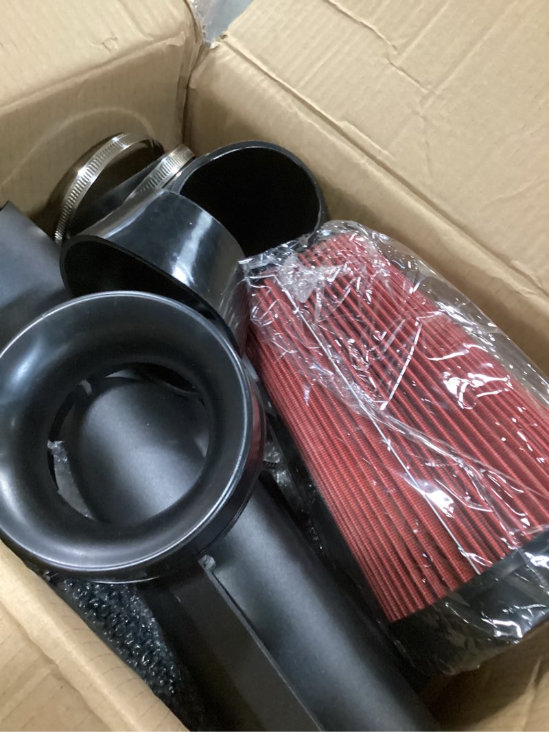 Condition photo showing Good Condition for 4" cold air intake system + heat shield for 99-06 gmc/chevy v8 4.8l/5.3l/6.0l / silverado 1500/2500/3500 (red) 99-06 silverado 4.8l/5.3l/6.0l red